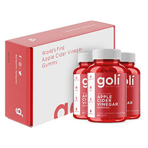 Apple Cider Vinegar Gummy Vitamins by Goli Nutrition - Immunity, Detox & Weight (3 Pack, 180 Count, with The Mother, Gluten-Free, Vegan, Vitamin B9, B12, Beetroot, Pomegranate)