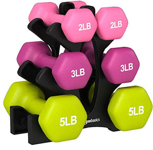Basics Neoprene Workout Dumbbell Hand Weights, 20 Pounds