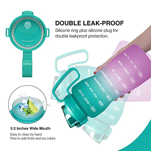 KEEPTO 64oz, 128oz Water Bottle with Straw & Handle - Motivational Half Gallon/1 Gallon Water Bottle Leakproof, BPA Free Tritan Water Jug Wide Mouth for Hydration