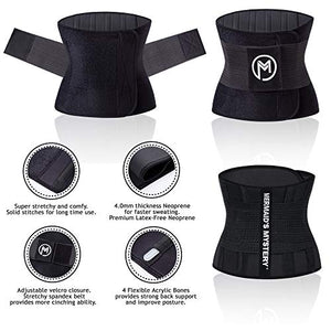 Waist Trimmer Trainer Belt for Women Men Sport Sweat Workout Body Shaper Sauna S Black