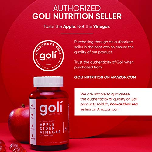 Apple Cider Vinegar Gummy Vitamins by Goli Nutrition - Immunity, Detox & Weight (3 Pack, 180 Count, with The Mother, Gluten-Free, Vegan, Vitamin B9, B12, Beetroot, Pomegranate)