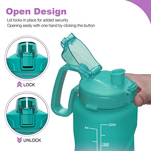 KEEPTO 64oz, 128oz Water Bottle with Straw & Handle - Motivational Half Gallon/1 Gallon Water Bottle Leakproof, BPA Free Tritan Water Jug Wide Mouth for Hydration