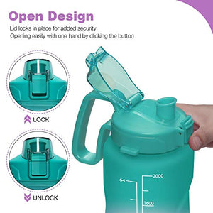 KEEPTO 64oz, 128oz Water Bottle with Straw & Handle - Motivational Half Gallon/1 Gallon Water Bottle Leakproof, BPA Free Tritan Water Jug Wide Mouth for Hydration